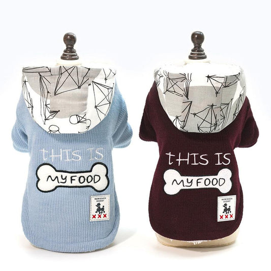 JMT-294474 Warm Cotton-Padded Hooded Coat for Pets in Blue and Wine Red
