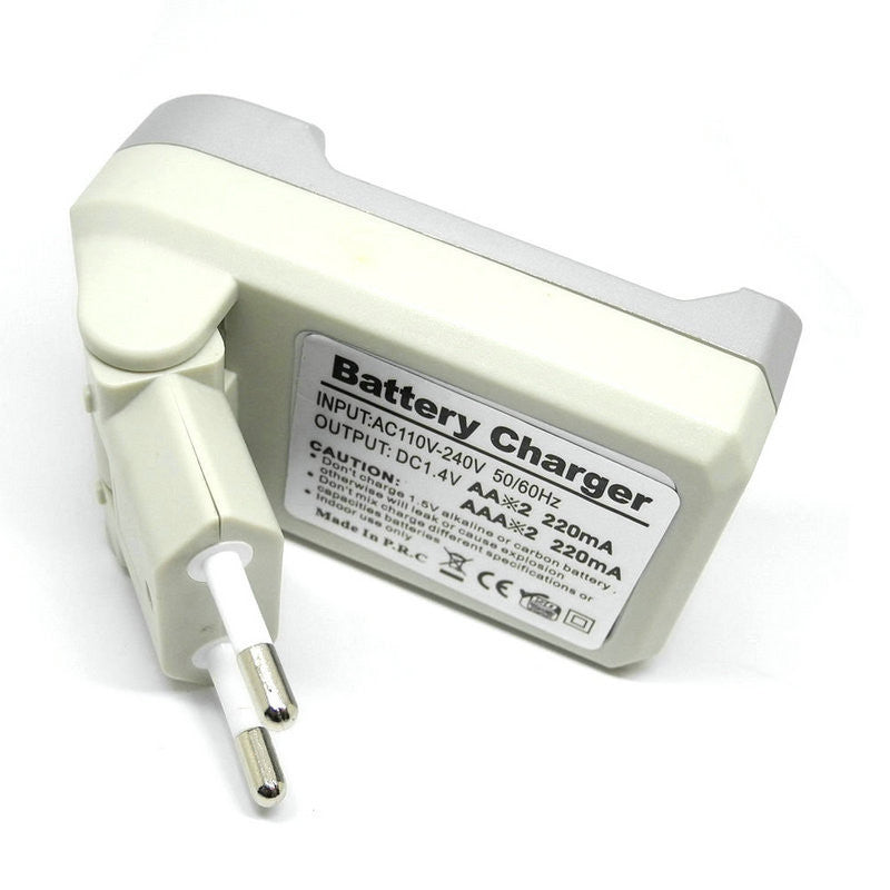 JMT-294538 Dual Slot Battery Charger for 1.2V Rechargeable Batteries, 100V-240V Input, Compact Design