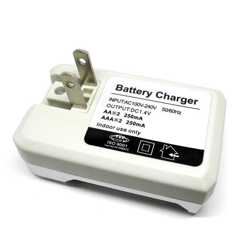 JMT-294538 Dual Slot Battery Charger for 1.2V Rechargeable Batteries, 100V-240V Input, Compact Design