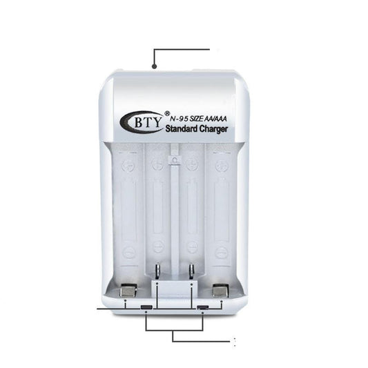 JMT-294538 Dual Slot Battery Charger for 1.2V Rechargeable Batteries, 100V-240V Input, Compact Design