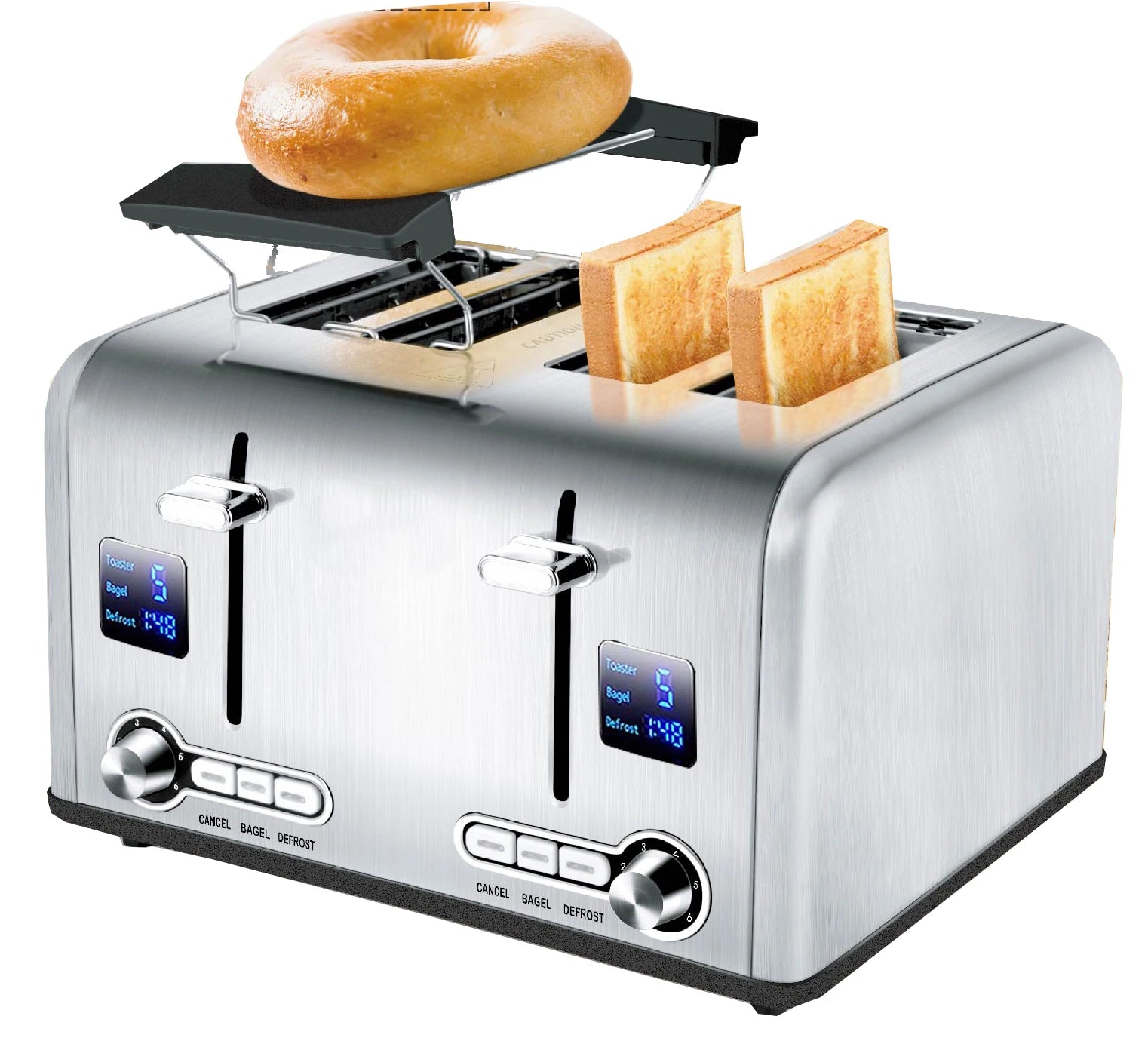 JMT-294666 4-Slice Electric Digital Touch Screen Toaster with Customisable Toasting Levels