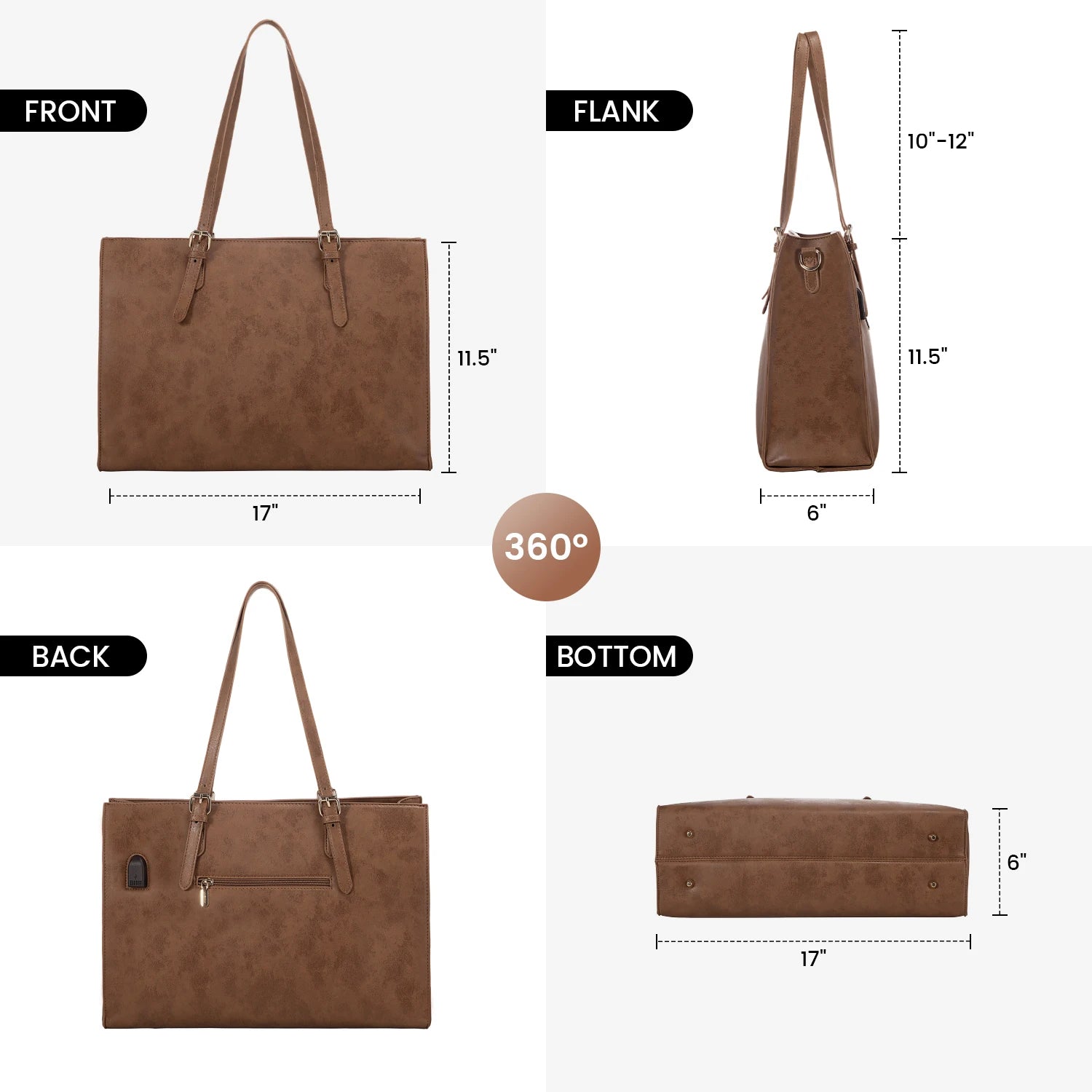JMT-294730 Fashionable 2-Piece Laptop Tote Handbag Set for Women - Large Leather Shoulder Bags with Croc Design