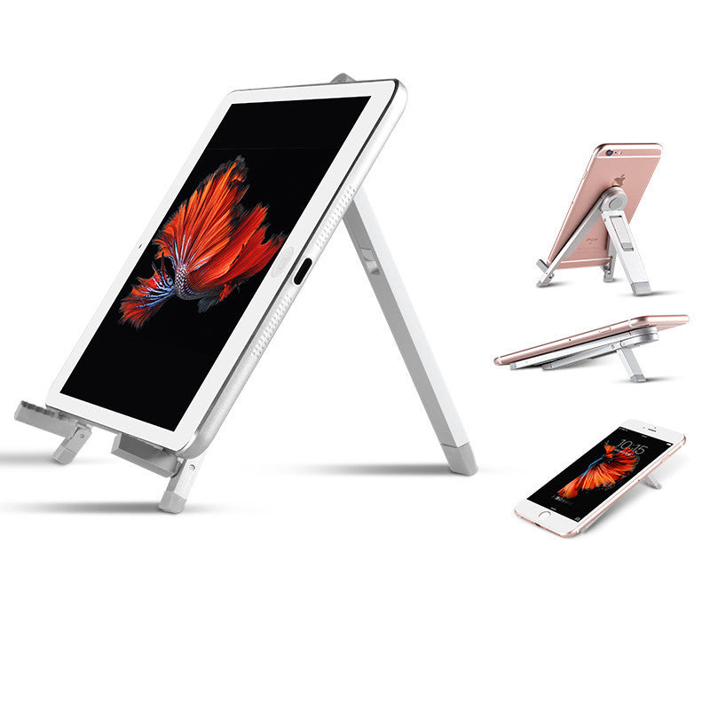 JMT-295178 Universal Adjustable Triangle Stand for Tablet and Mobile Phone - Metal Bracket, Silver Finish