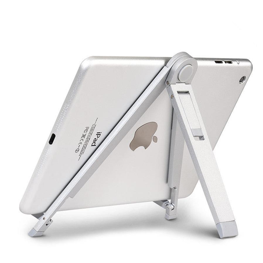 JMT-295178 Universal Adjustable Triangle Stand for Tablet and Mobile Phone - Metal Bracket, Silver Finish