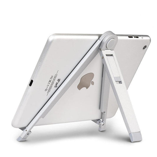 JMT-295178 Universal Adjustable Triangle Stand for Tablet and Mobile Phone - Metal Bracket, Silver Finish