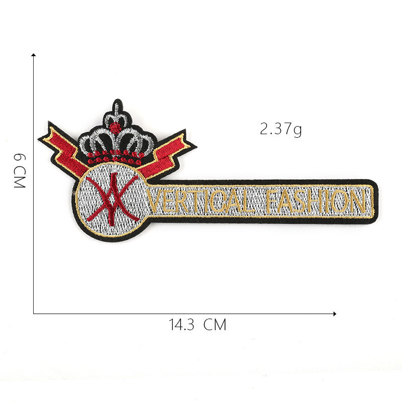 JMT-295626 Customizable Cartoon Crown Cloth Sticker Badge for Clothing Accessories - Polyester Twill with Hot Melt Adhesive, 5.1x10.8cm