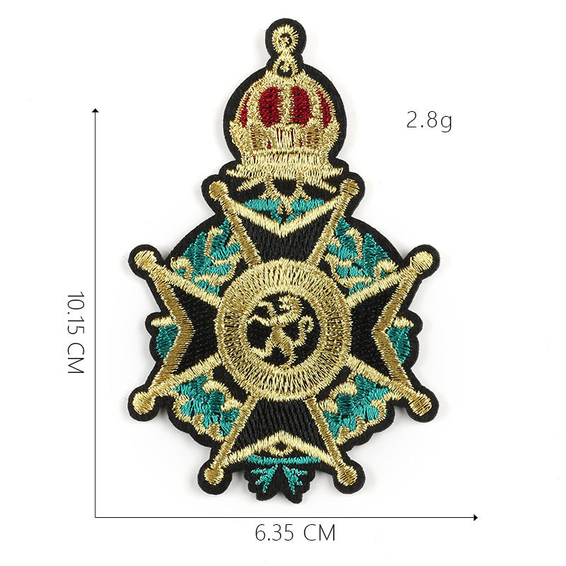 JMT-295626 Customizable Cartoon Crown Cloth Sticker Badge for Clothing Accessories - Polyester Twill with Hot Melt Adhesive, 5.1x10.8cm