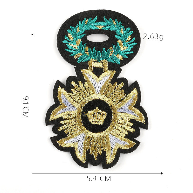 JMT-295626 Customizable Cartoon Crown Cloth Sticker Badge for Clothing Accessories - Polyester Twill with Hot Melt Adhesive, 5.1x10.8cm