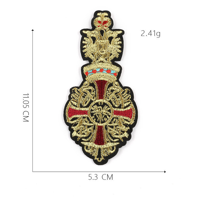 JMT-295626 Customizable Cartoon Crown Cloth Sticker Badge for Clothing Accessories - Polyester Twill with Hot Melt Adhesive, 5.1x10.8cm