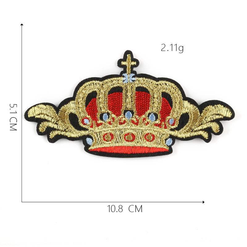 JMT-295626 Customizable Cartoon Crown Cloth Sticker Badge for Clothing Accessories - Polyester Twill with Hot Melt Adhesive, 5.1x10.8cm