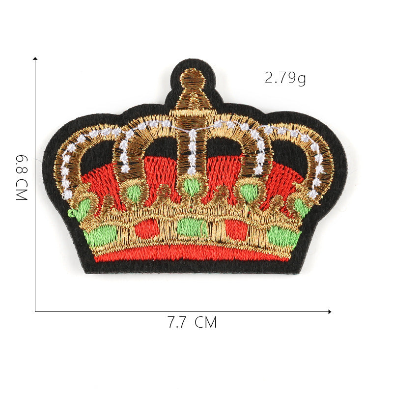 JMT-295626 Customizable Cartoon Crown Cloth Sticker Badge for Clothing Accessories - Polyester Twill with Hot Melt Adhesive, 5.1x10.8cm