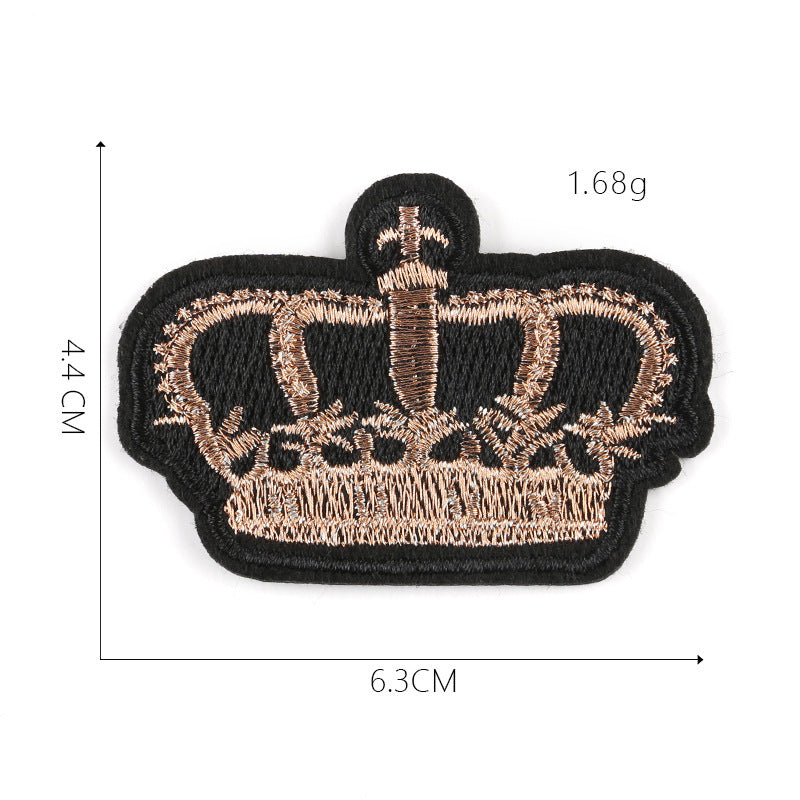JMT-295626 Customizable Cartoon Crown Cloth Sticker Badge for Clothing Accessories - Polyester Twill with Hot Melt Adhesive, 5.1x10.8cm