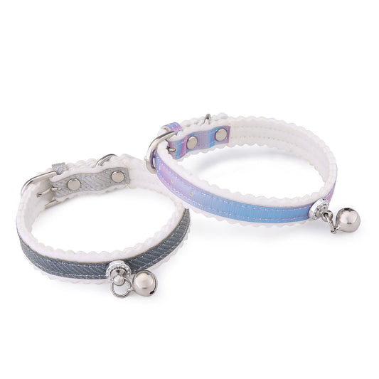 JMT-295818 Gradient Color Cat and Dog Collar with Bell - PU Material, Free Size, All Seasons