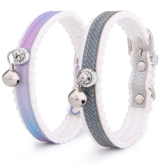 JMT-295818 Gradient Color Cat and Dog Collar with Bell - PU Material, Free Size, All Seasons