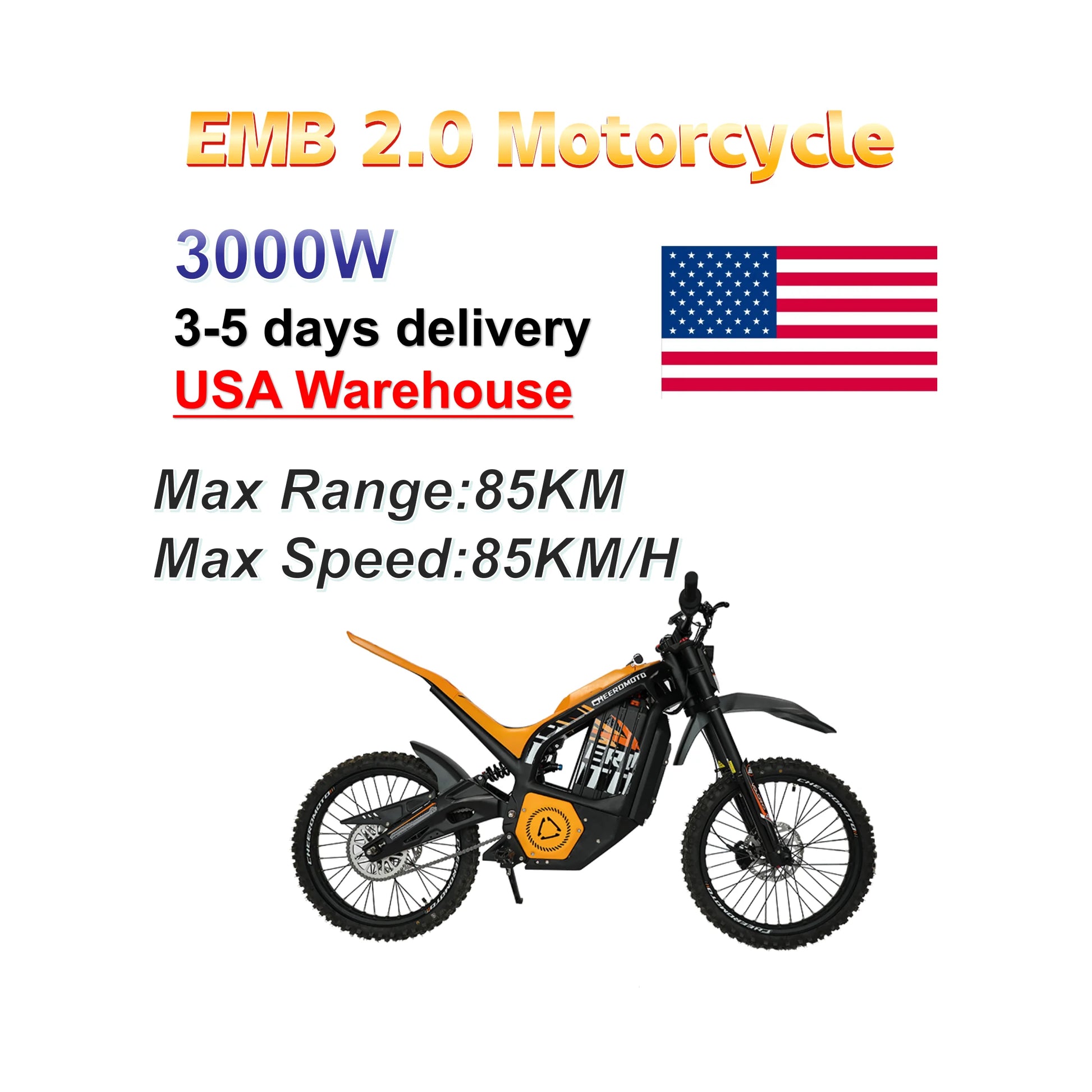 JMT-296074 Powerful 3000W 72V Electric Dirt Bike for Adults - Off-Road Performance Dirt Bike , Top Speed 27.9 mph