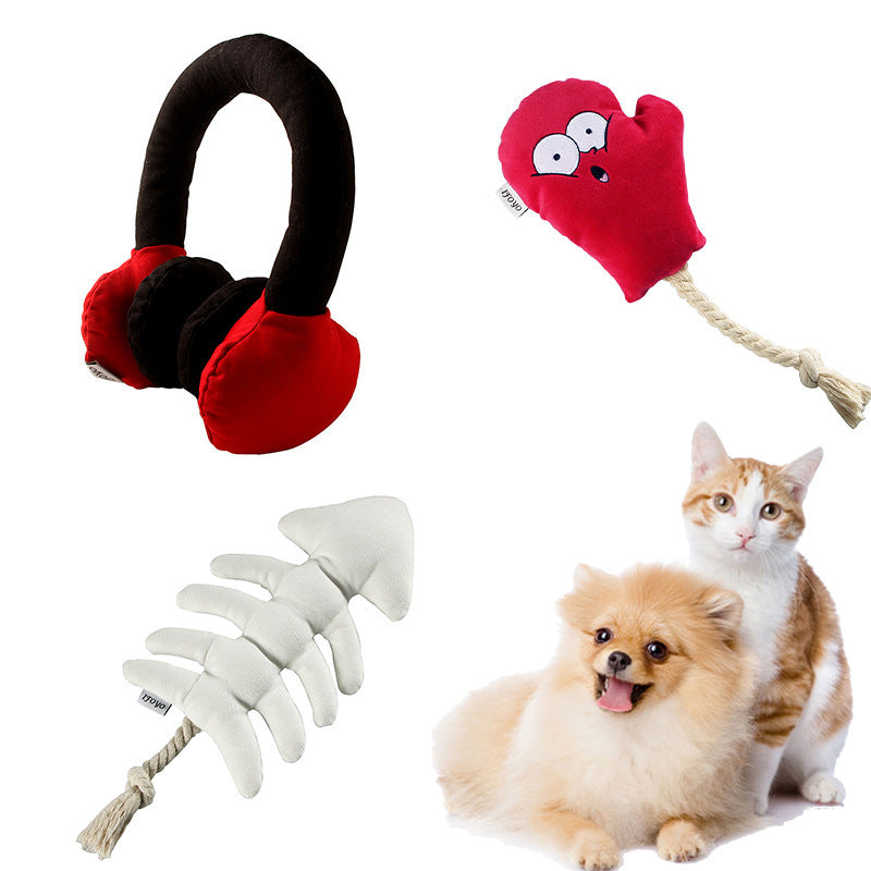JMT-296138 Durable Plush Dog and Cat Toy Set - Boredom-Busting Sounding Toys in Fun Styles