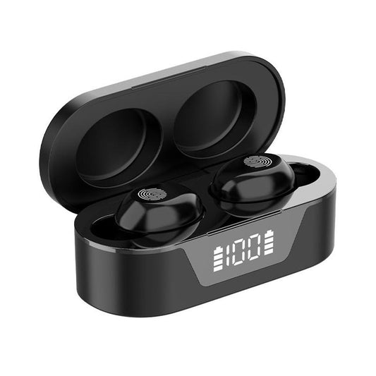 JMT-296138 Mini Bluetooth Earbuds with Battery Display and Touch Control, Stereo Sound, Voice Control, NFC, and Multi-Point Connection, Classic Black or White