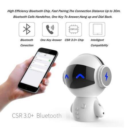 JMT-296330 Cute Mini Bluetooth Robot Speaker with 15-Hour Playtime, 5W Output Power, and 16GB Storage