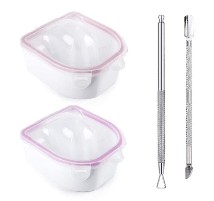 JMT-296458 Double Layer Manicure Tool Set with Nail Soaking Bowl and Removers - Available in Multiple Colors