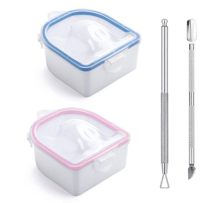 JMT-296458 Double Layer Manicure Tool Set with Nail Soaking Bowl and Removers - Available in Multiple Colors