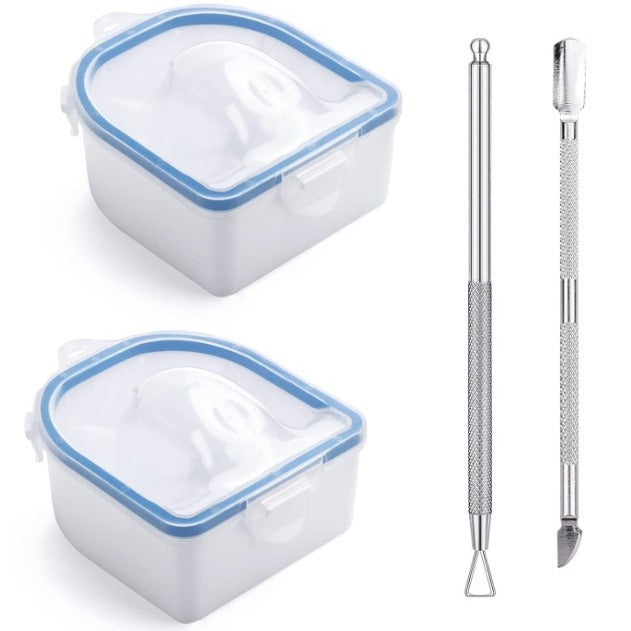 JMT-296458 Double Layer Manicure Tool Set with Nail Soaking Bowl and Removers - Available in Multiple Colors