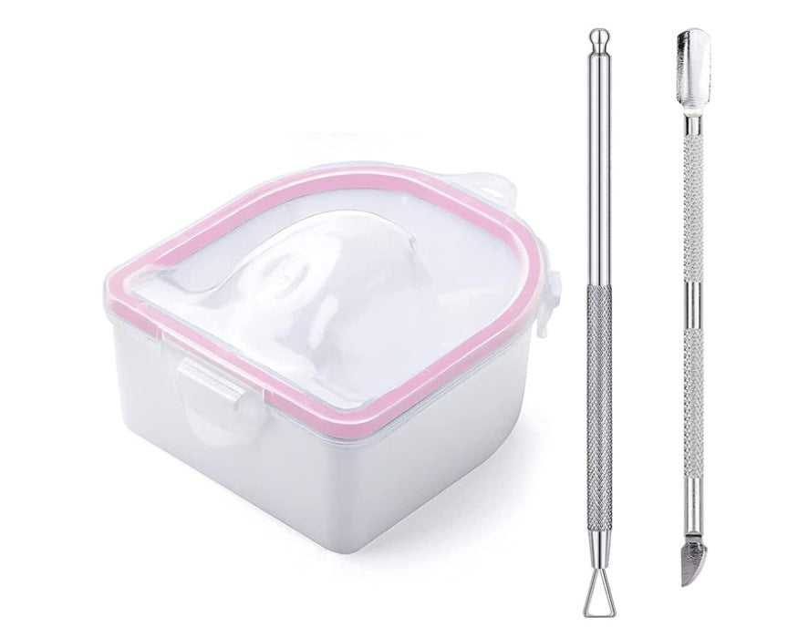 JMT-296458 Double Layer Manicure Tool Set with Nail Soaking Bowl and Removers - Available in Multiple Colors