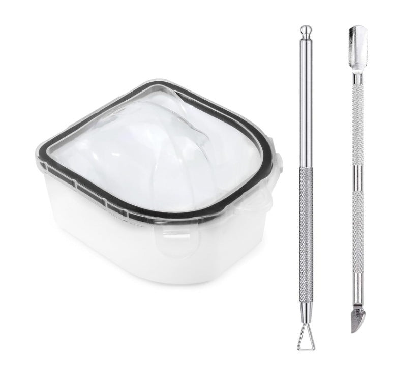 JMT-296458 Double Layer Manicure Tool Set with Nail Soaking Bowl and Removers - Available in Multiple Colors