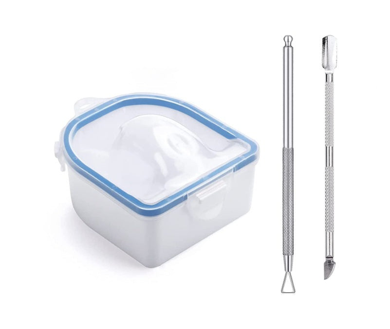 JMT-296458 Double Layer Manicure Tool Set with Nail Soaking Bowl and Removers - Available in Multiple Colors