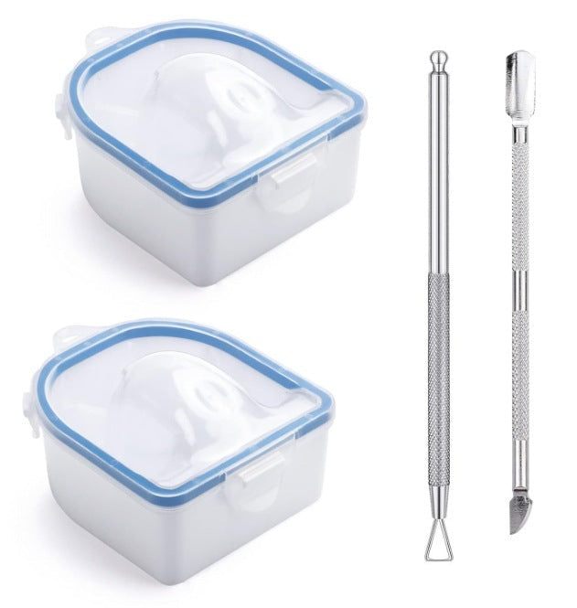 JMT-296458 Double Layer Manicure Tool Set with Nail Soaking Bowl and Removers - Available in Multiple Colors