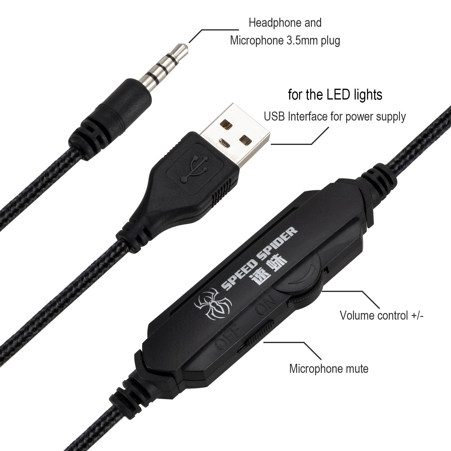 JMT-296650 Speed Spider G2000 Earphones with 3.5mm Plug, 20-20,000 Hz Frequency Response, 32 Ohm Impedance, 105dB Sensitivity, 2m Cable