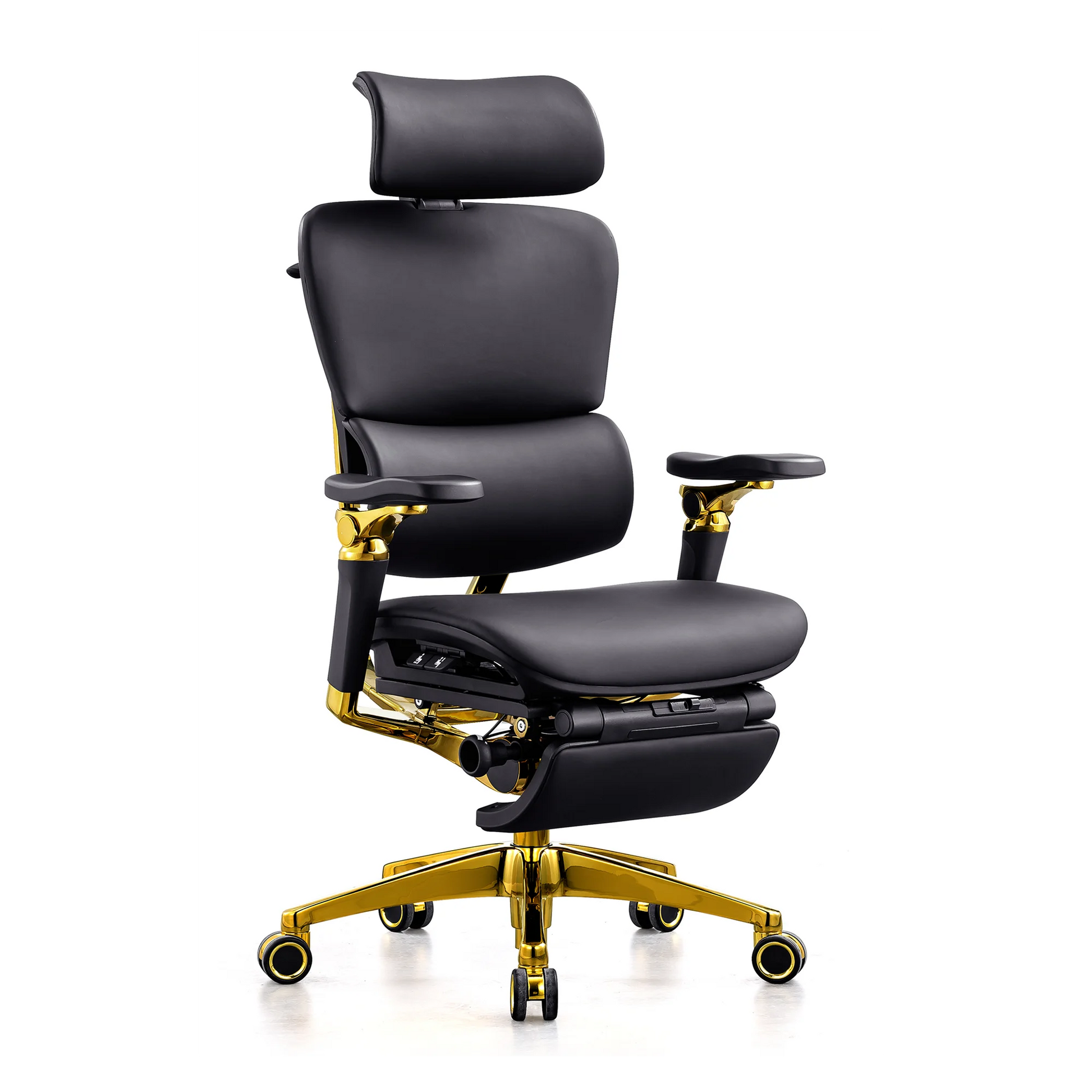 JMT-296906 Ergonomic Genuine Leather Office Chair with Swivel Feature and 7D Armrests