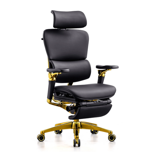 JMT-296906 Ergonomic Genuine Leather Office Chair with Swivel Feature and 7D Armrests