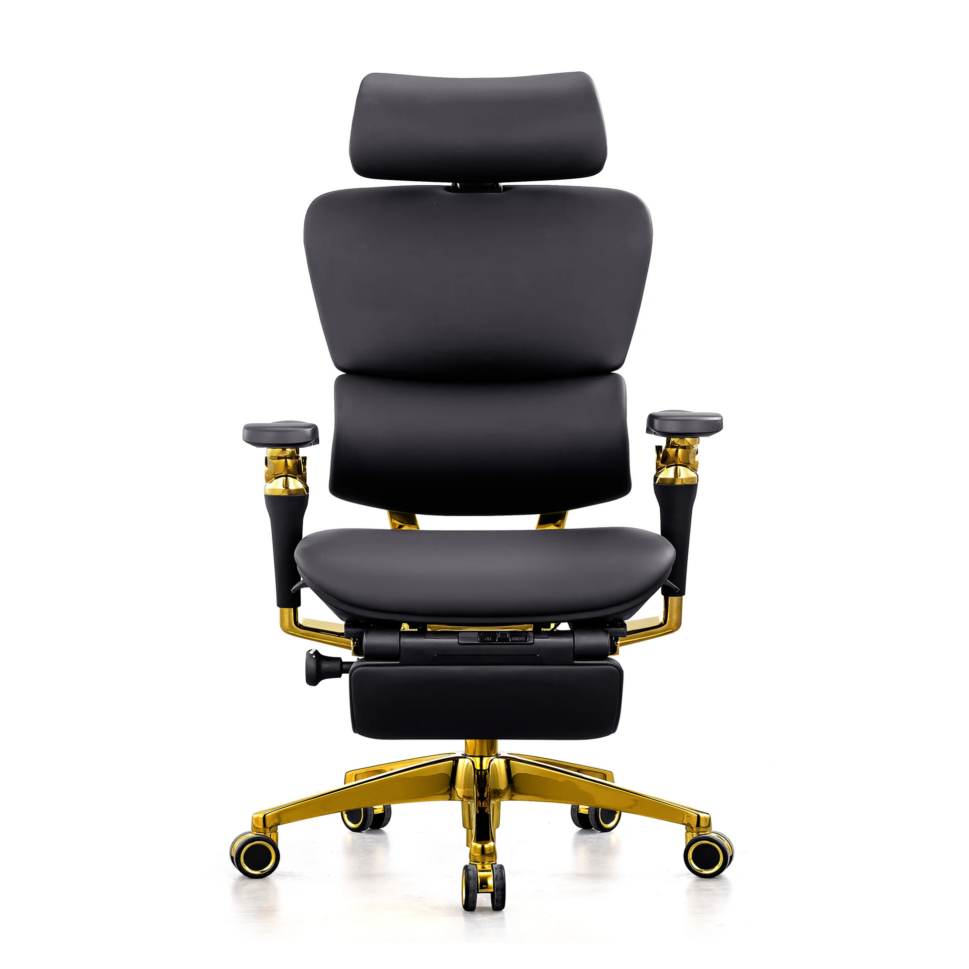 JMT-296906 Ergonomic Genuine Leather Office Chair with Swivel Feature and 7D Armrests