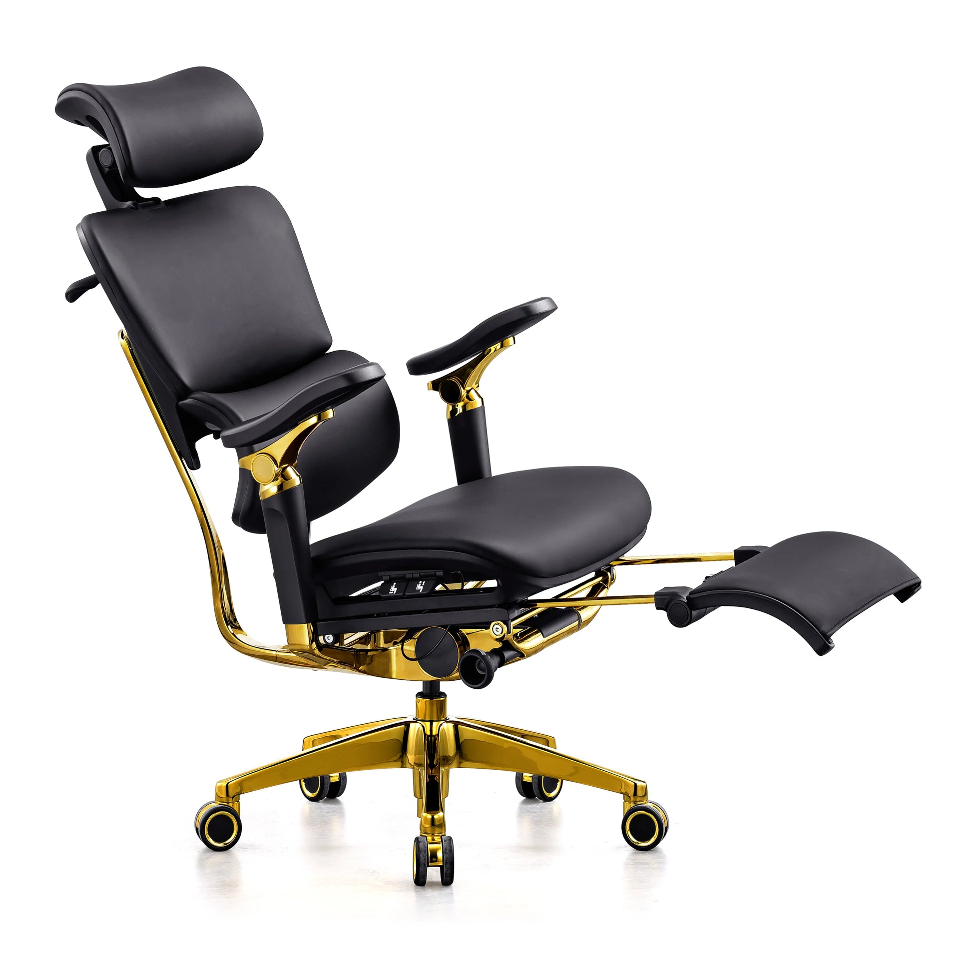 JMT-296906 Ergonomic Genuine Leather Office Chair with Swivel Feature and 7D Armrests