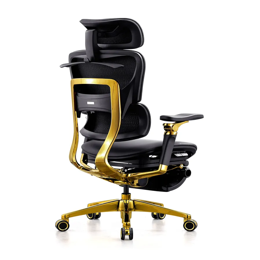 JMT-296906 Ergonomic Genuine Leather Office Chair with Swivel Feature and 7D Armrests
