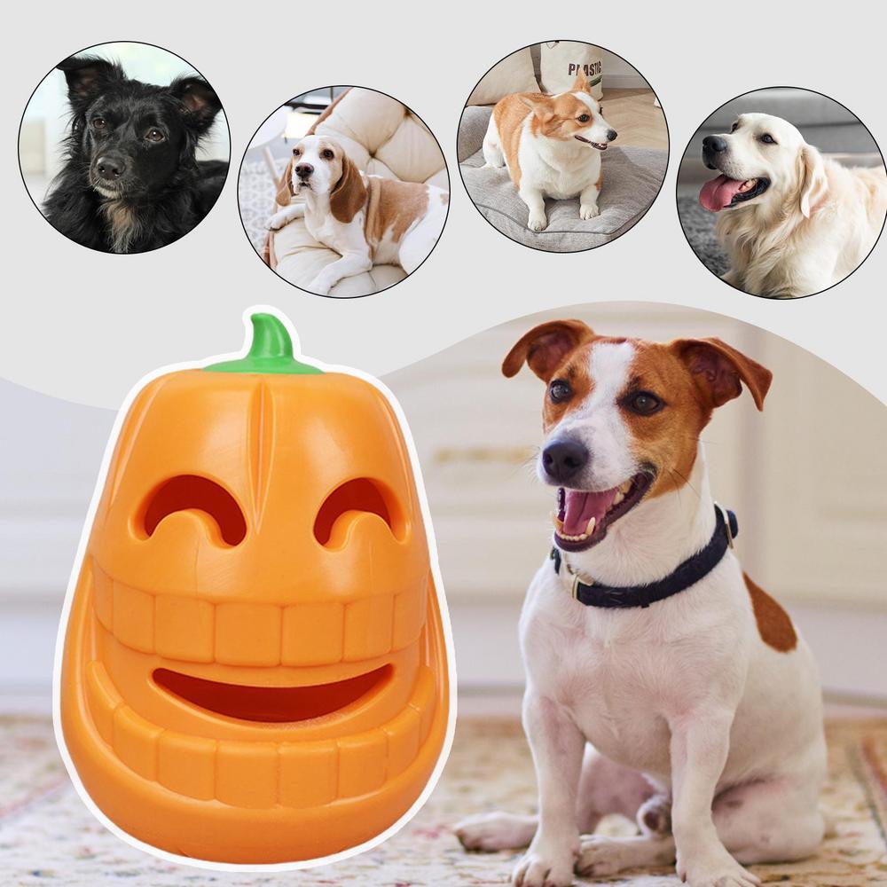 JMT-297290 Indestructible Pumpkin-Shaped Chew Toy for Aggressive Dogs - Durable TPR Material Interactive Playtime
