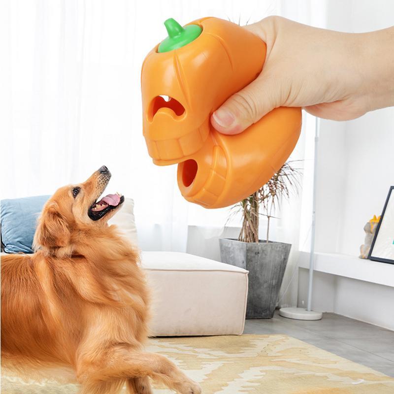 JMT-297290 Indestructible Pumpkin-Shaped Chew Toy for Aggressive Dogs - Durable TPR Material Interactive Playtime