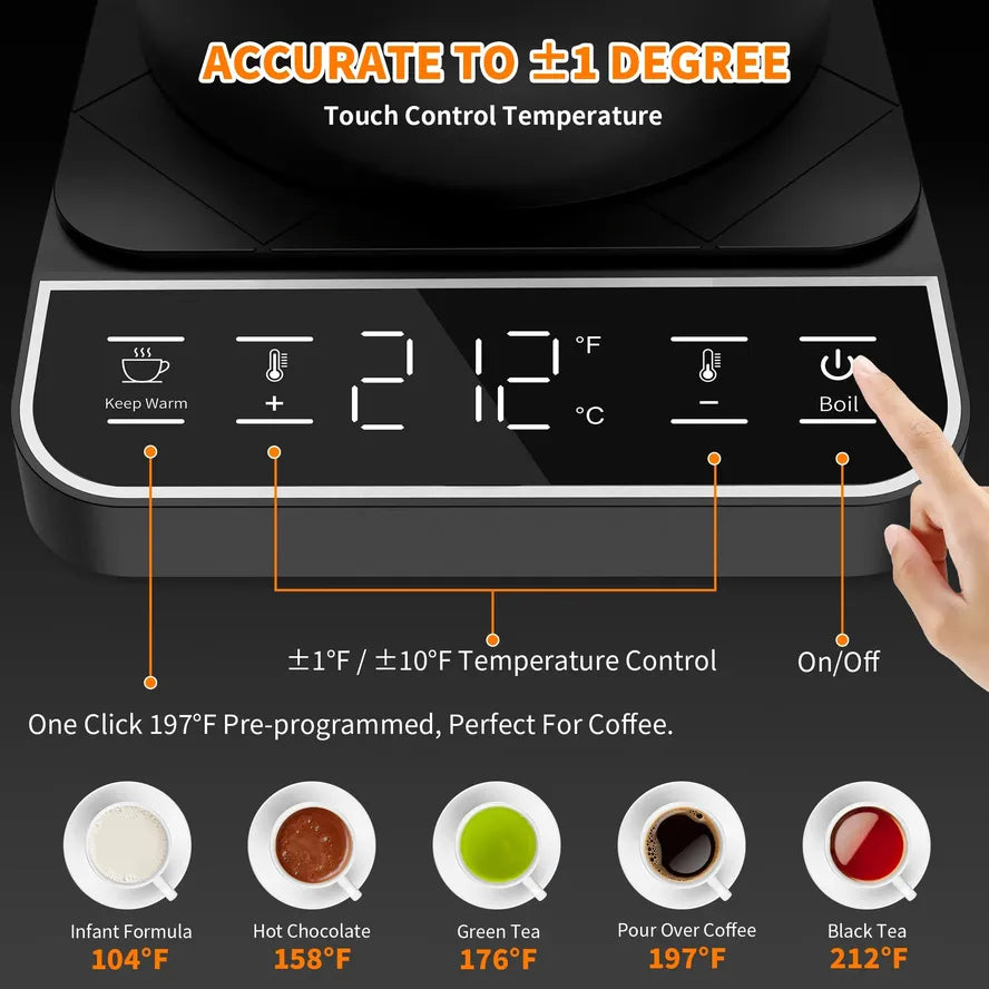 JMT-297418 Smart Gooseneck Electric Kettle for Precision Brewing - Mini Coffee and Tea Water Boiler