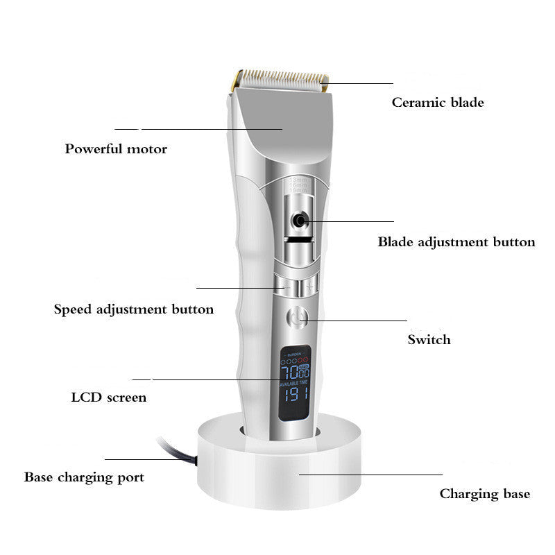 JMT-297546 Rechargeable LCD Display Hair Clipper with Five-Speed Control and Fine Adjustment
