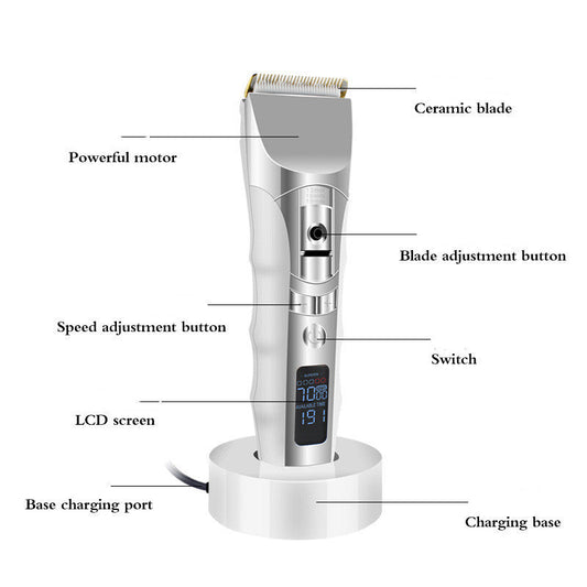 JMT-297546 Rechargeable LCD Display Hair Clipper with Five-Speed Control and Fine Adjustment