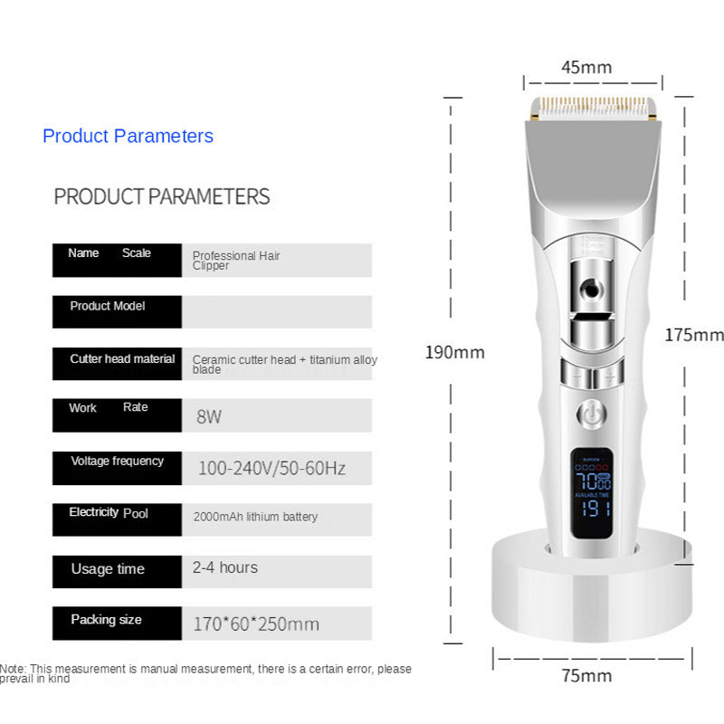 JMT-297546 Rechargeable LCD Display Hair Clipper with Five-Speed Control and Fine Adjustment