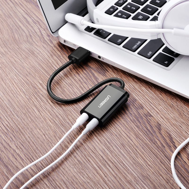 JMT-297610 USB External Sound Card with 3.5mm Headphone Connector - Black/White