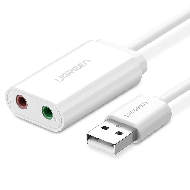 JMT-297610 USB External Sound Card with 3.5mm Headphone Connector - Black/White