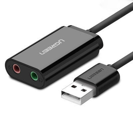 JMT-297610 USB External Sound Card with 3.5mm Headphone Connector - Black/White