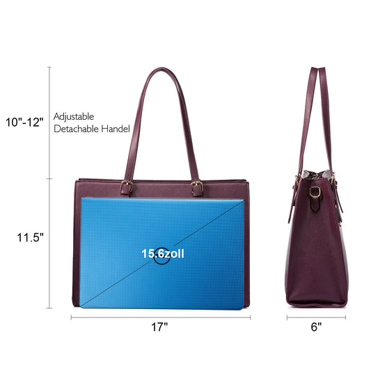 JMT-298122 15.6 Inch Laptop Tote Bag for Women - Stylish PU Leather Handbag for Work and Daily Use