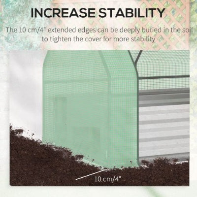 JMT-298314 Galvanized Raised Garden Bed with Mini Greenhouse Cover and Roll-Up Windows for Growing Plants, 50 x 37.5 x 36.25 Inches, Green