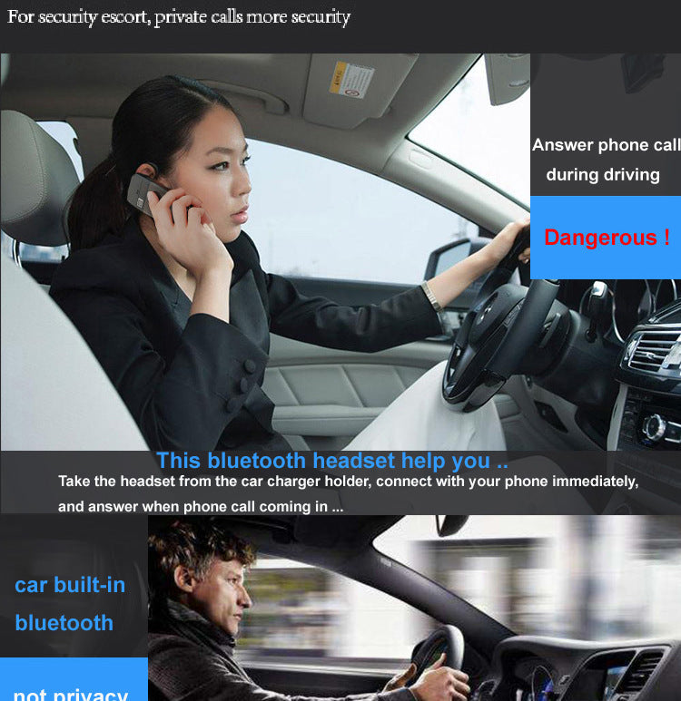 JMT-298442 Wireless Bluetooth Headset with Dual USB Charging Compartment for Cars