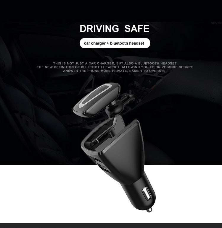JMT-298442 Wireless Bluetooth Headset with Dual USB Charging Compartment for Cars