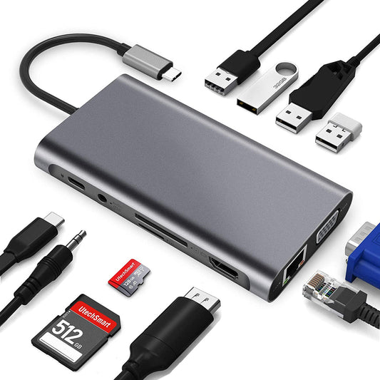 JMT-298634 11-in-1 Type-C Docking Station with HDMI and Network Card All-in-One Converter