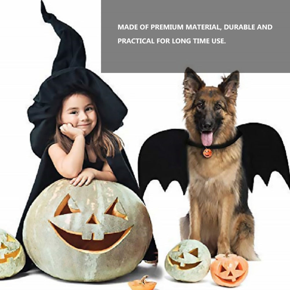 JMT-298954 Bat Wing Costume for Pets - Black Polyester and Felt Halloween Apparel for Small Animals
